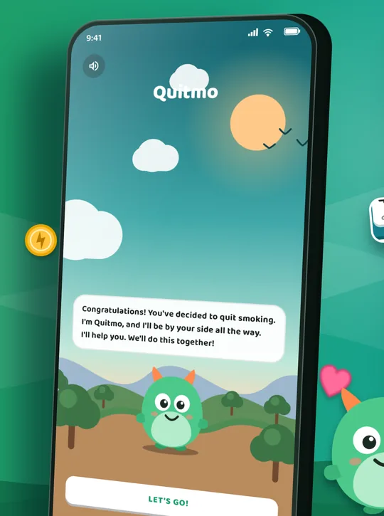 Écran de l'application Quitmo: Prêt à arrêter ?